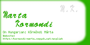 marta kormondi business card